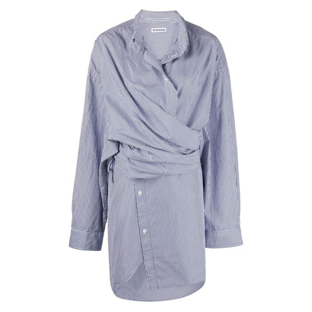 Balenciaga Striped Asymmetrical Shirtdress, size 36 (fit size XS/small)